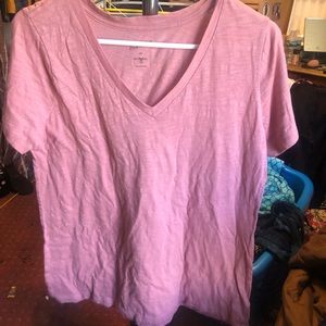 pink v neck t-shirt